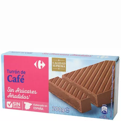 Turrón praliné cafe sin azúcar Carrefour 200 g, code 8431876269369