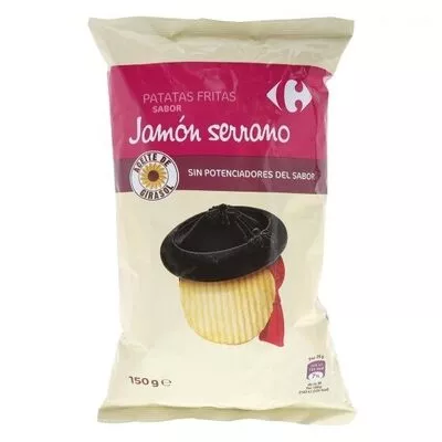 Patatas fritas onduladas sabor jamón Carrefour 150 g, code 8431876270464