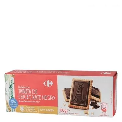 Galleta tableta chocolate s/azúcares añadidos Carrefour 100 g, code 8431876271966