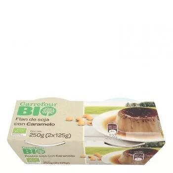 Flan de soja con caramelo Carrefour, Carrefour bio 2 x 125 g, code 8431876275407