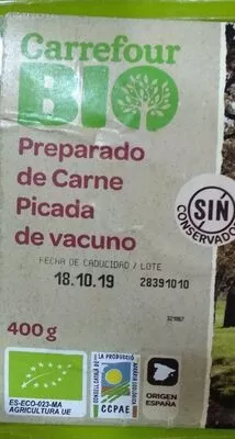 Preparado de carne picada de vacuno Carrefour bio , code 8431876275438