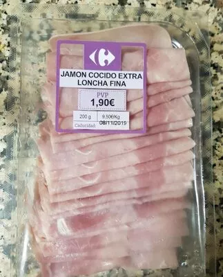 Jamón cocido extra loncha fina Carrefour 200 g, code 8431876277791