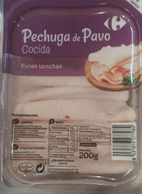 Pechuga pavo cocida Carrefour 200 g, code 8431876277982