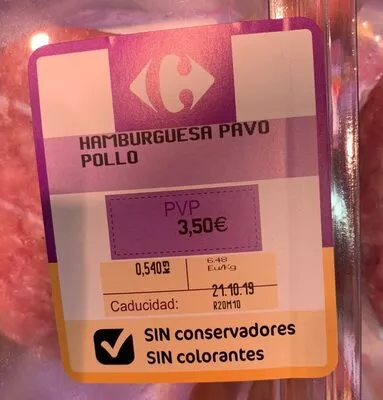 Hamburguesas de pavo y pollo Carrefour , code 8431876283655