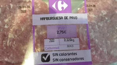 Hamburguesa de pavo Carrefour , code 8431876288988