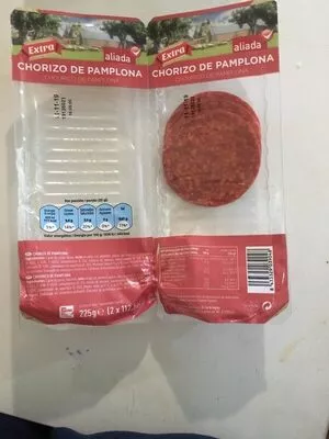 Chorizo de pamplona extra lonchas sin gluten Aliada 225 g, code 8433329039048