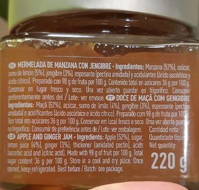 Mermelada de manzana con jenjibre El Corte Inglés , code 8433329067362