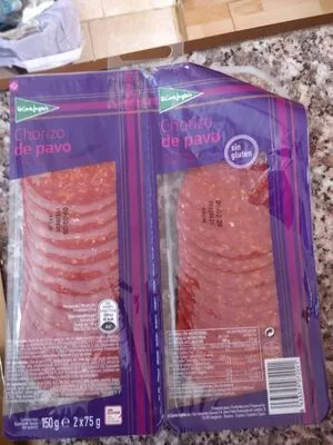 Chorizo de pavo lonchas sin gluten el corte ingles 2 x 75 g, code 8433329072021