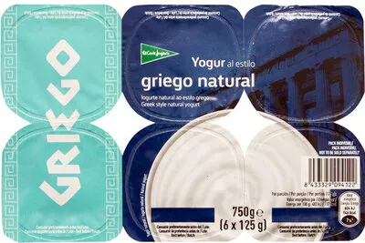 Yogur al estilo griego natural El Corte Inglés 6 x 125 g, code 8433329094122