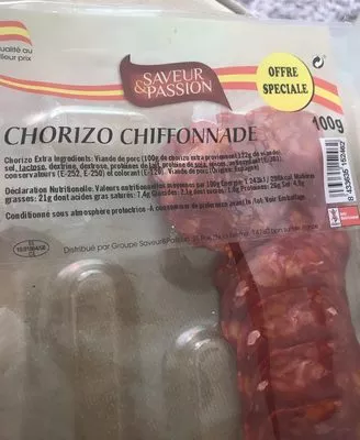 Chorizo chiffonnade €co Saveur, GSP, Groupe Saveur & Passion, Saveur & Passion 100 g, code 8433635152462