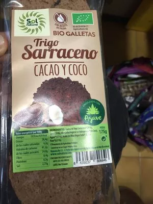 Galletas trigo sarraceno, cacao y coco Sol Natural , code 8435037806646