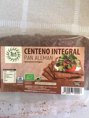 Bio pan aleman centeno integral Sol Nature 500 g, code 8435037820048