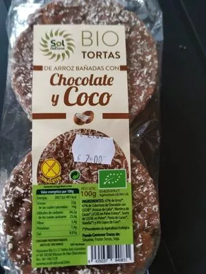 Tortas de arroz con chocolate y coco Sol Natural , code 8435037840831