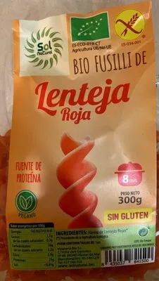 Bio fusilli de lenteja roja Sol Natural 300 g, code 8435037841500