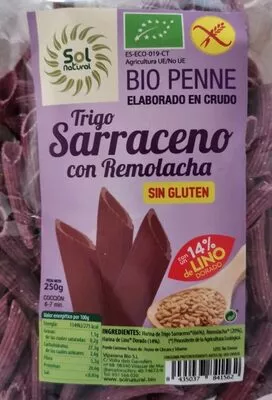 Bio penne trigo sarraceno sin gluten Sol Natural 250 g, code 8435037841562