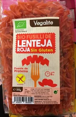 Fusili de lenteja roja Vegalife , code 8435037893059