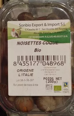 Noisettes coque Sonbio 200 g, code 8435177048968