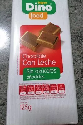 Chocolate con leche sin azúcares añadidos Hiper Dino 125 g, code 8435382802515