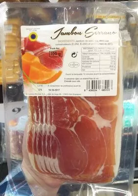 Jambon serrano Sans marque, Embutidos Montsa 100 g, code 8436004685103