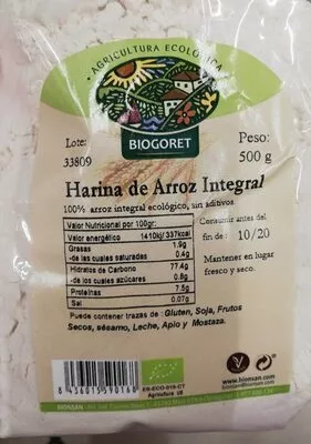 Harina de arroz intégral Biogoret , code 8436015590168