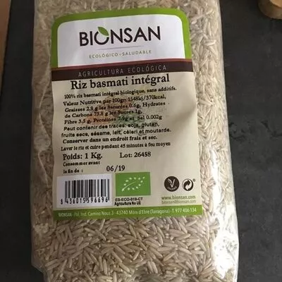 Riz basmati  intégral Bionsan , code 8436015596696