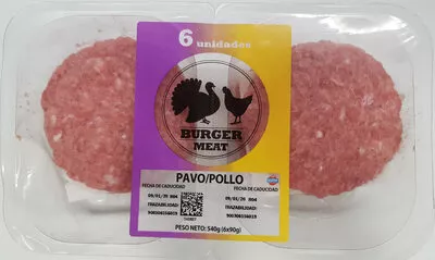 Burger meat pavo pollo Mercadona 540 g (6 x 90 g), code 8436021411396