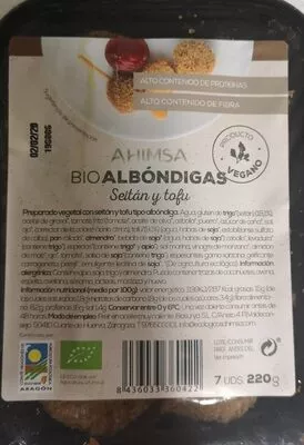 Bio albóndigas seitan y tofu Ahimsa , code 8436033360422