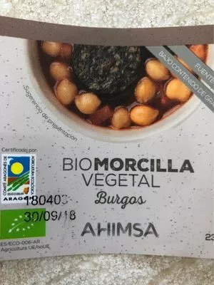 Bio morcilla vegetal Ahimsa , code 8436033362037