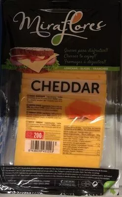 Queso Cheddar en lonchas Miraflores, Flor de Burgos 200 g, code 8436039431553