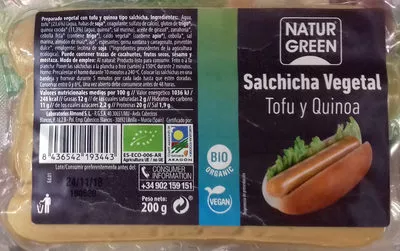 Salchicha Vegetal Tofu y Quinoa NaturGreen 200 g, code 8436542193443