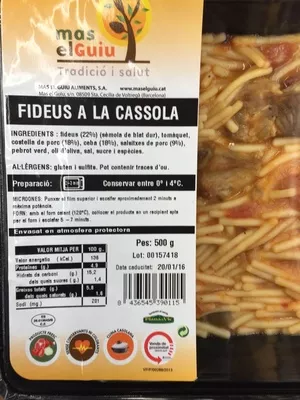 Fideus a la cassola Mas El Guiu , code 8436545390115