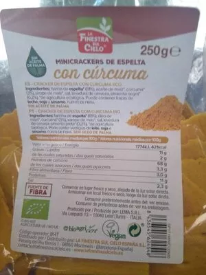 Minicrackers de espelta con cúrcuma La finestra sul cielo 250 g, code 8436545624548