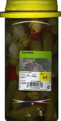 Surtido de encurtidos en banderillas Aceitunas de Perales 1.100 g (neto), 550 g (escurrido), code 8436547022625