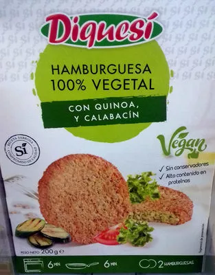 Hamburguesa con quinoa y calabacín Diquesí 200 g (2 Uds.), code 8436568690773