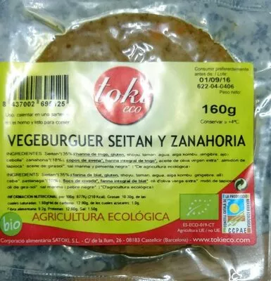 Vegeburguer Toki Eco 160g, code 8437002695125