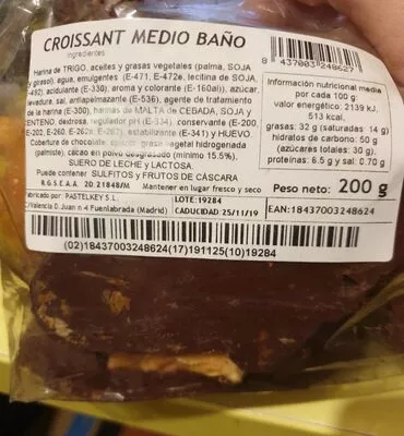 Croissant medio baño  200 g, code 8437003248627