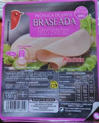 Pechuga de pavo braseada finas lonchas Auchan 150 g, code 8437003546419