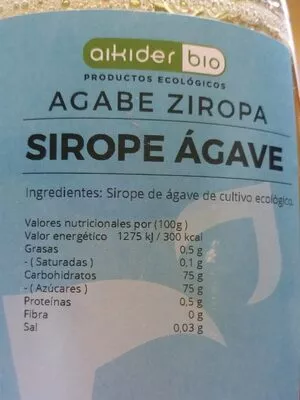 Sirope de Agave Aikider Bio , code 8437007007626