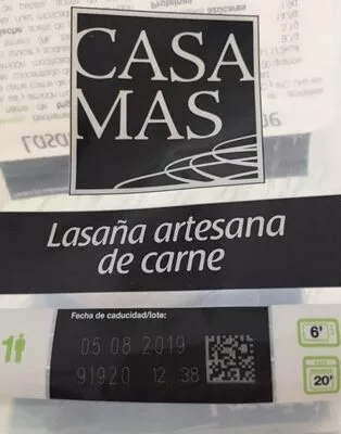 Lasaña artesana de carne ración Casa Mas , code 8437007140200