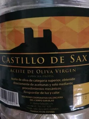 Aceite oliva virgen extra Castillo de Sax , code 8437007615517