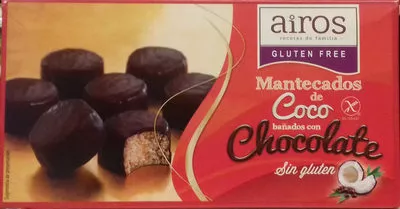 Mantecados de coco bañados con chocolate sin gluten Airos 170 g (8 x 21,25 g), code 8437008021881