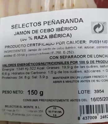 Jamón de cebo ibérico  150 g, code 8437009246252