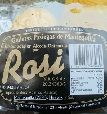 Galletas pasiegas de mantequilla Rosi , code 8437009363089