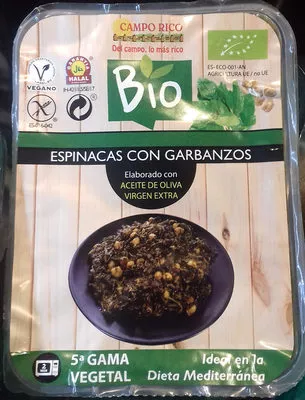 Espinacas con garbanzos Campo Rico 250 g, code 8437015489100