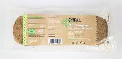 Mini Burguers de Seitán al toque Provenzal ecológicas Carlota organic 150gr, code 8437015940151