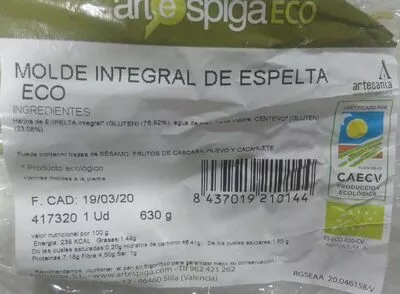 Molde de Pan Integral de Espelta artespigaeco , code 8437019210144