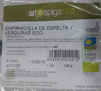 Empanadilla de espelta y verduras eco  , code 8437019210212