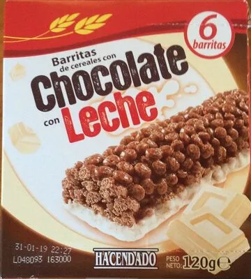 Barritas de cereales con chocolate con leche Hacendado 120 g, code 8480000093462