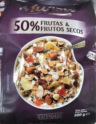 Muesli 50% frutas & frutos secos Hacendado 500 g, code 8480000094926