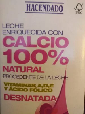 Leche enriquecida con calcio 100% natural Hacendado 1litro, code 8480000108883